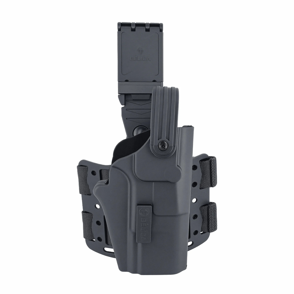 Coldre HÓRUS Bélica Coxa Preto Edição Limitada | Coldre Tático Glock G17 G19 Perna | Alta Retenção Nível III