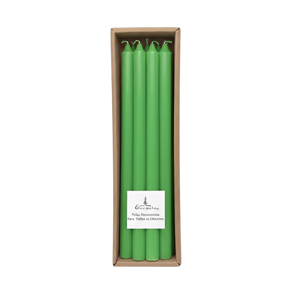 Vela Par Castiçal Verde 8 Unidades