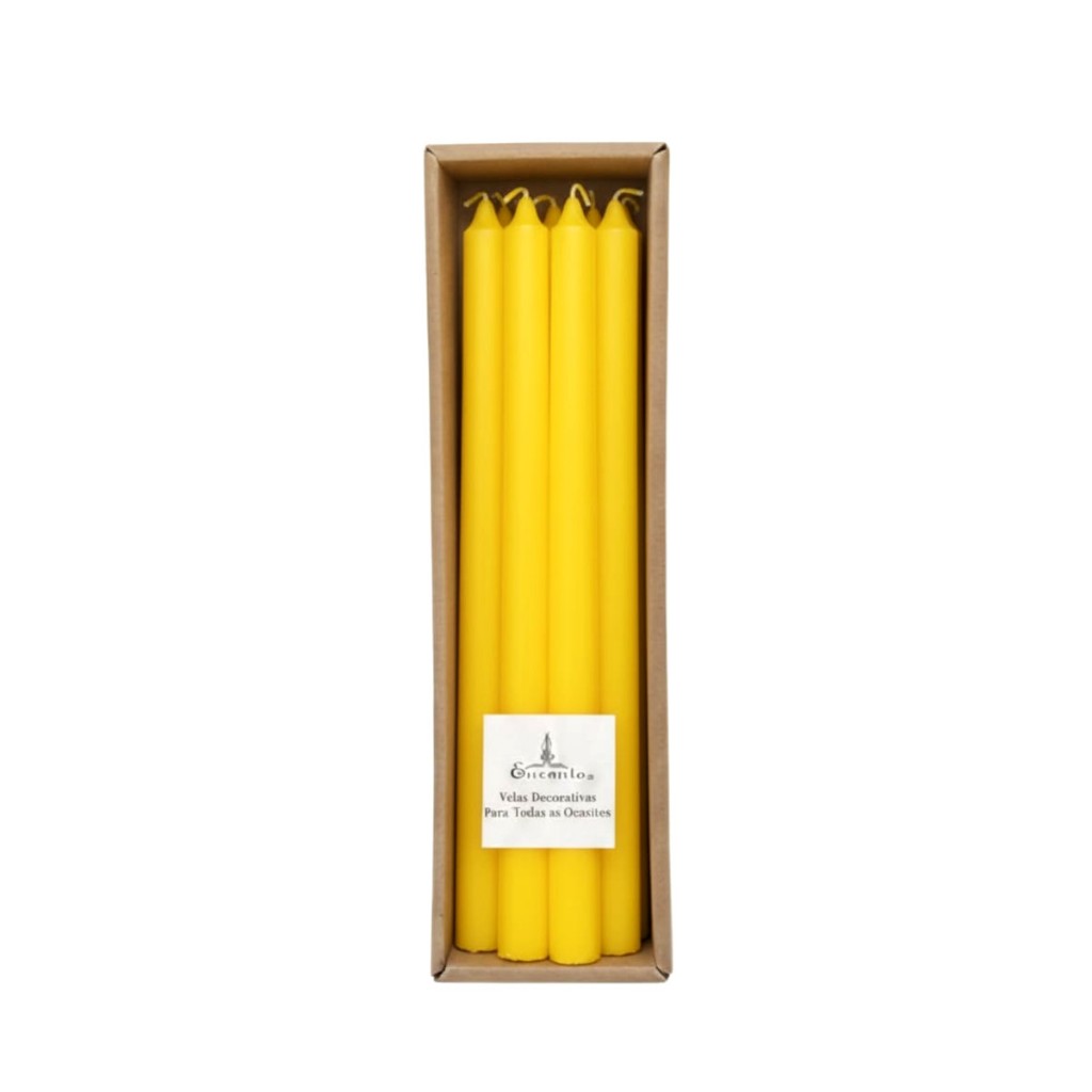 Vela par Castiçal Amarela 8 Unidades 26CM