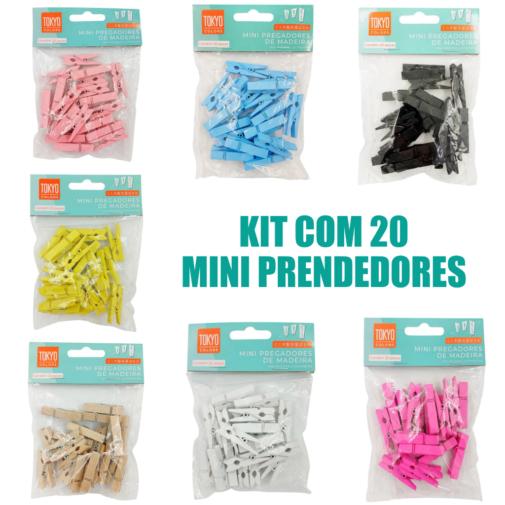 Mini Prendedor Colorido 20 unidades 3,5cm em Oferta na Shopee