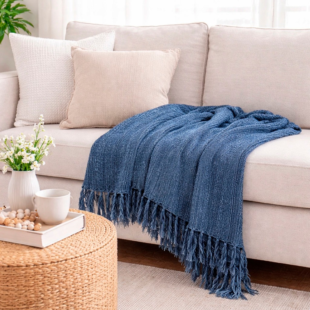 Manta Capa de Sofá Luxo King 2,40×1,45m Decorativa Premium Algodão Macio Protetora Grande Elegante