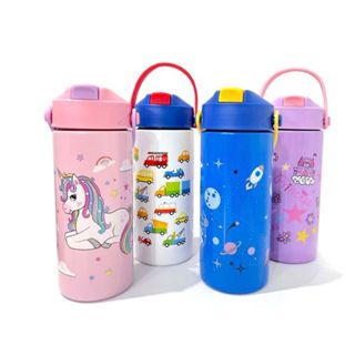 Garrafa Escolar De Alumínio Com Canudo crianca agua garrafa Infantil Menino e Menina em Oferta na Shopee