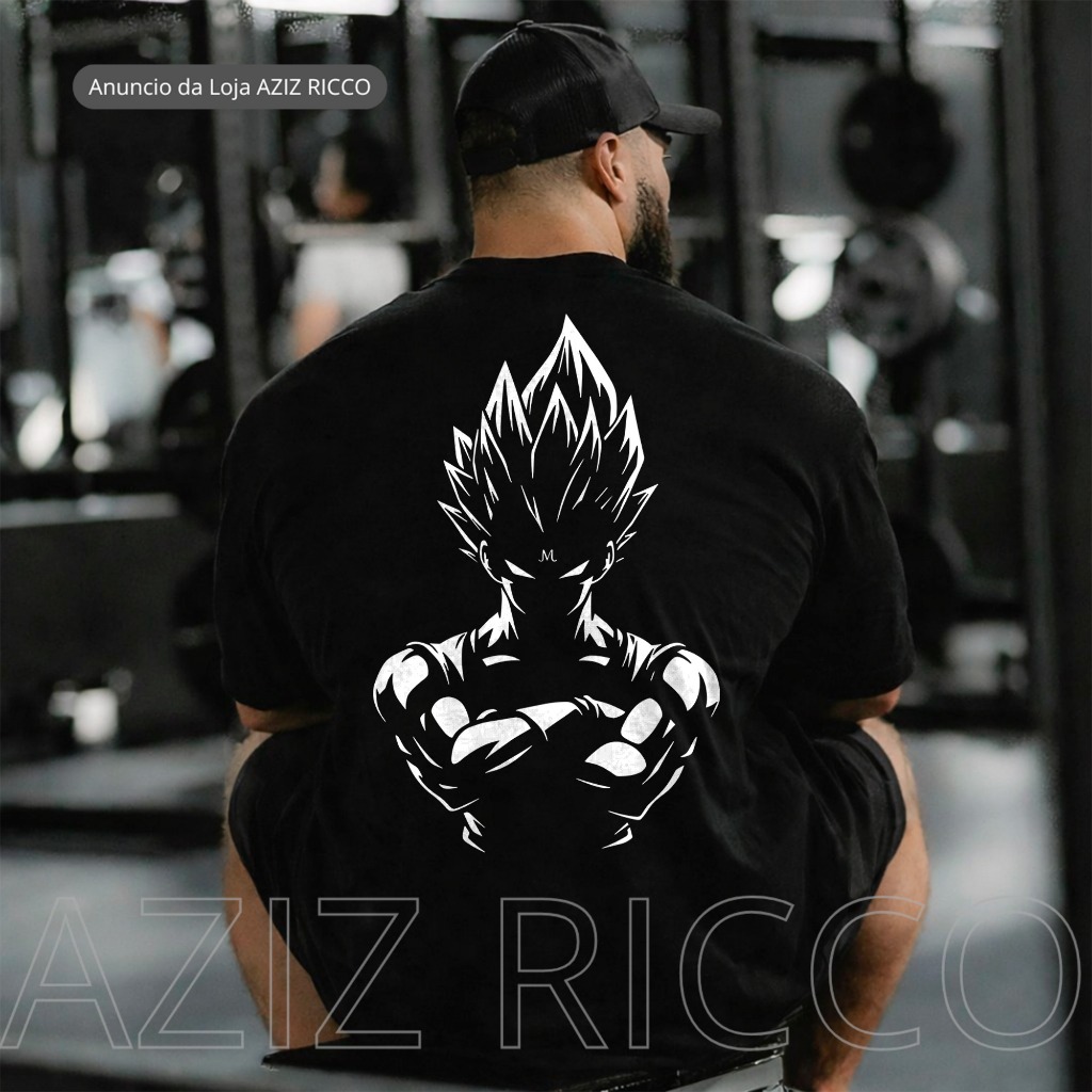 Camiseta Oversized masculino Majin Vegeta 100% Algodão Streetwear Academia unisexx dia a dia Registrado
