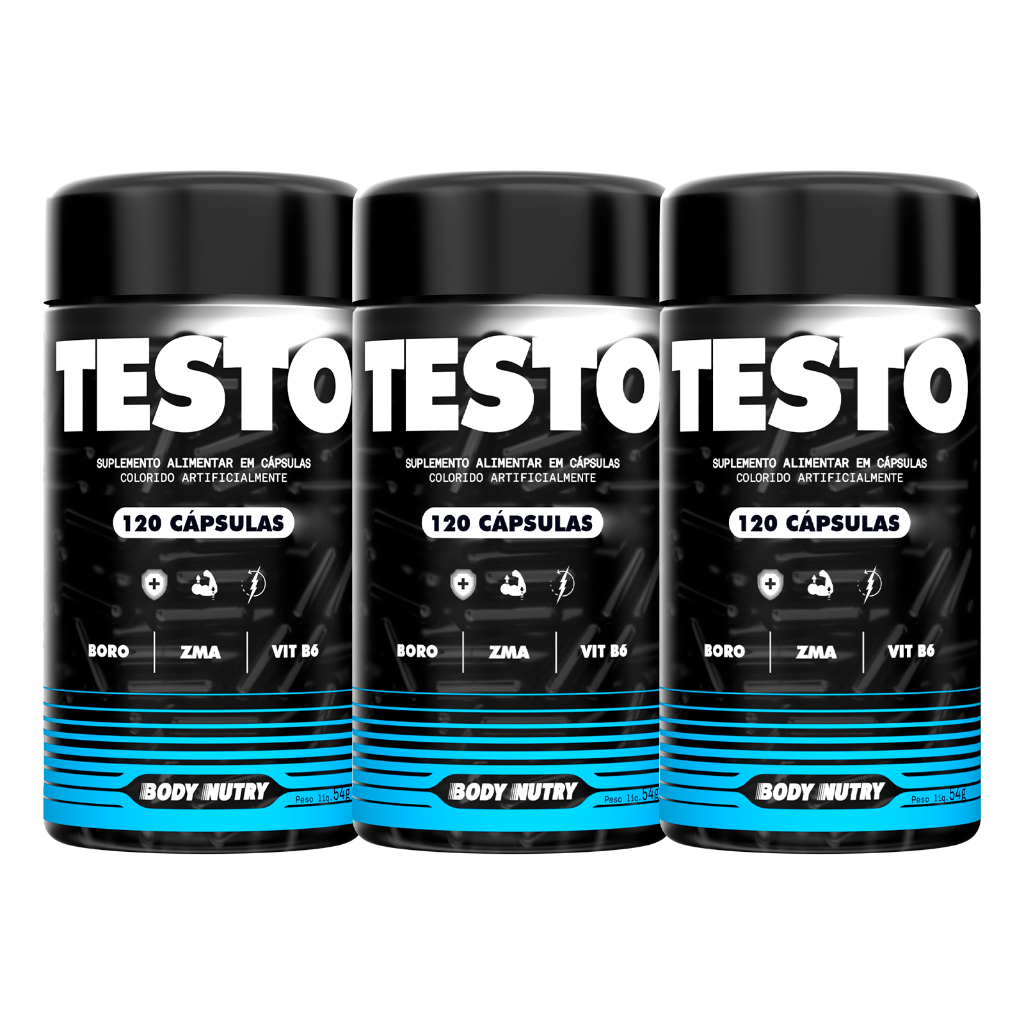 Kit 3x Testo, Pote 120 cápsulas, Body Nutry em Oferta na Shopee