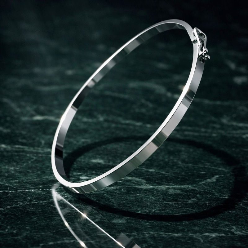 Bracelete Feminino Largo Liso Fio Quadrado em Prata 925