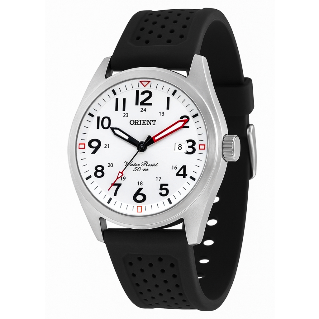 Relógio Orient Masculino Analógico Pulseira de Silicone Preto Casual Mbsp1028 S2px