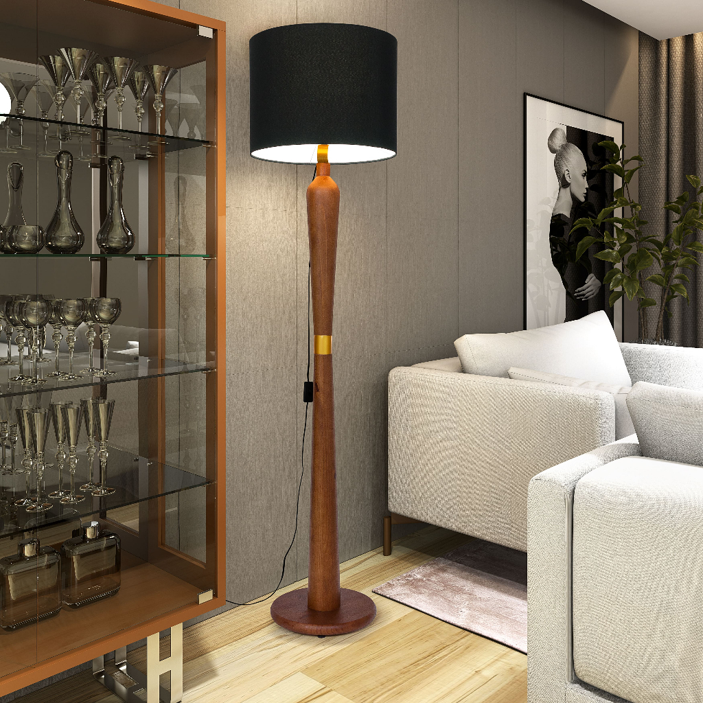 D+Mob Luminária de Chão Imperial 1,60 Acabamento em Anel Dourado Toque Sofisticado