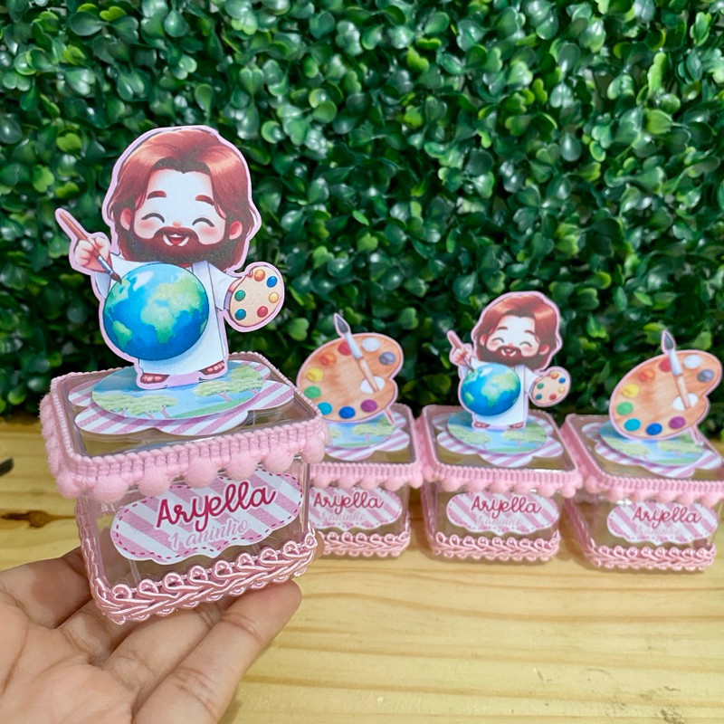 Kit 10 Caixas Acrílica 5x5 Maior Pintor do Mundo Rosa Lembrancinha Personalizada Luxo | Festa Infantil