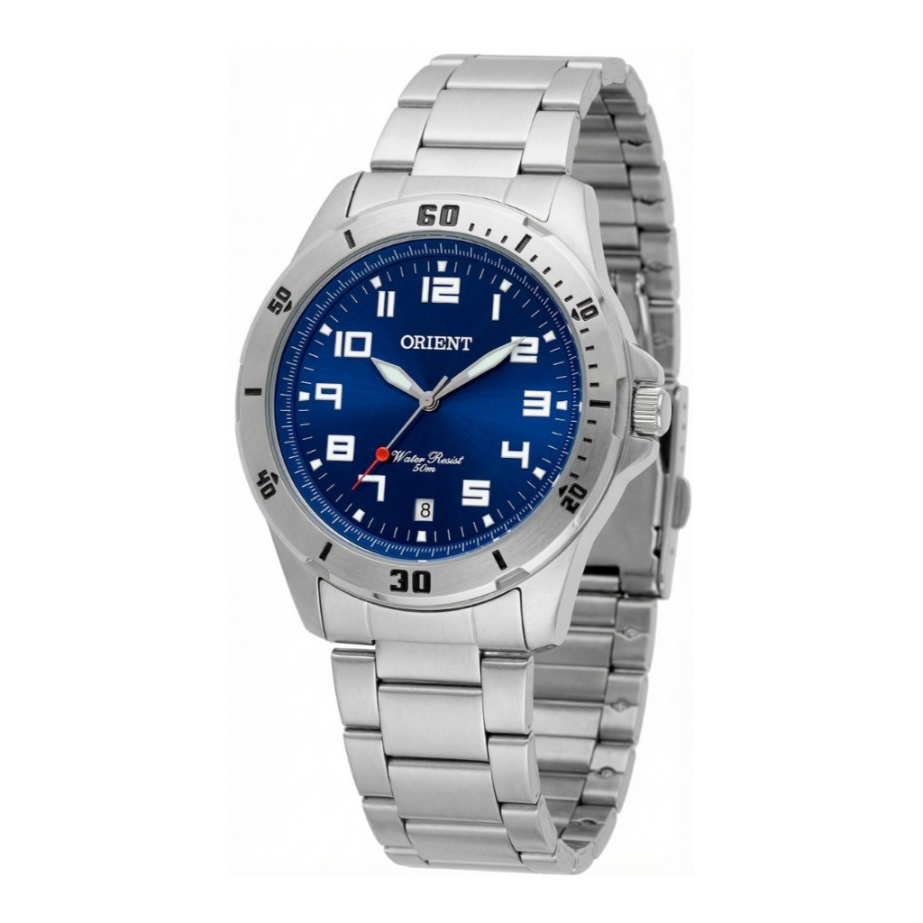 Relógio Masculino Orient Analógico Aço Inoxidável Azul Prata Original