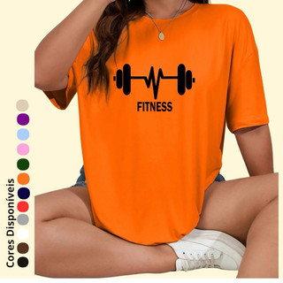 Camiseta Feminina Algodão T-shirt Gym Academia Estampada Blusa Feminina Blusão Camisetão Feminino