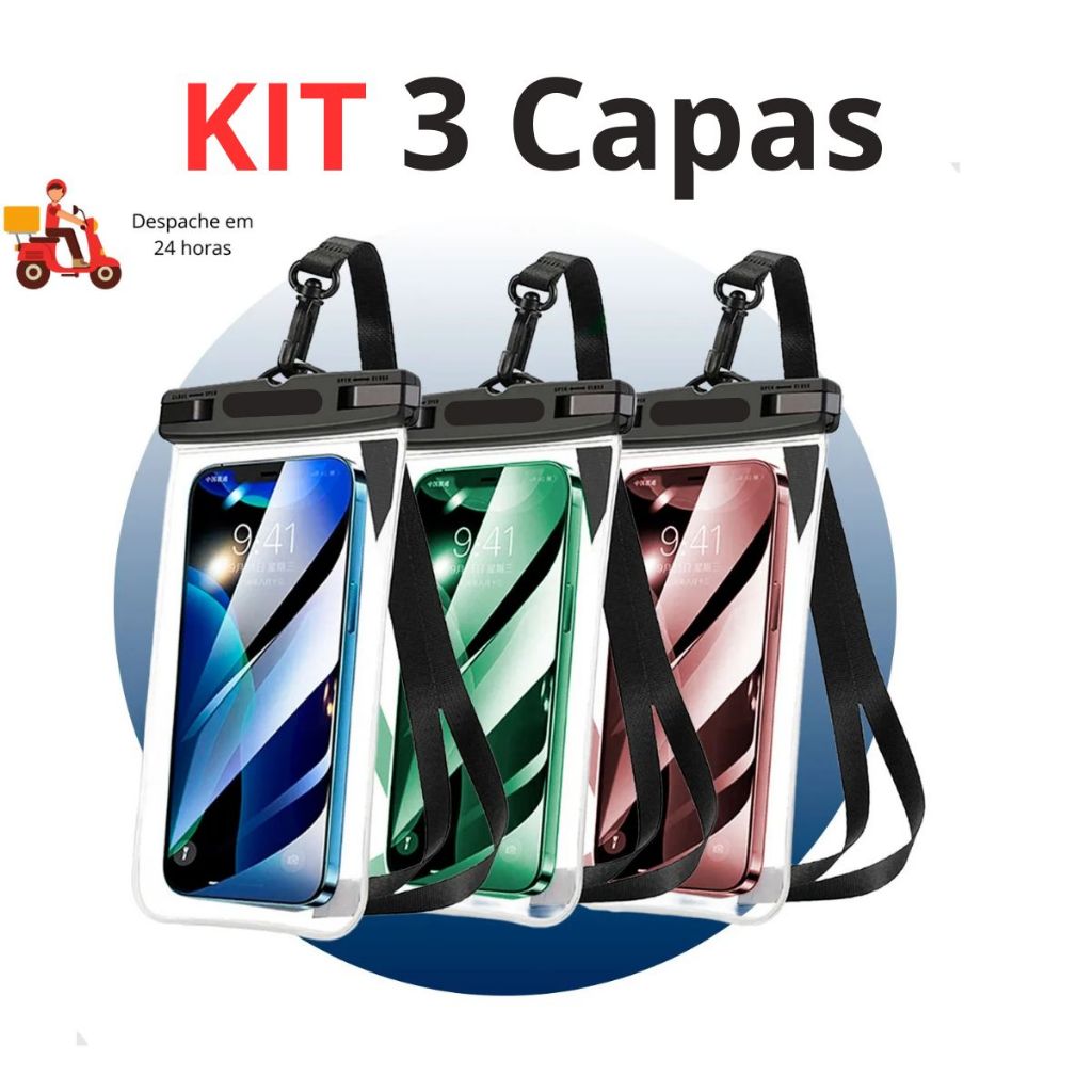 Kit capas  À Prova Dágua Para Celular Smartphone Impermeável Universal Case Bag Capa Bolsa Aquática Selada Capa