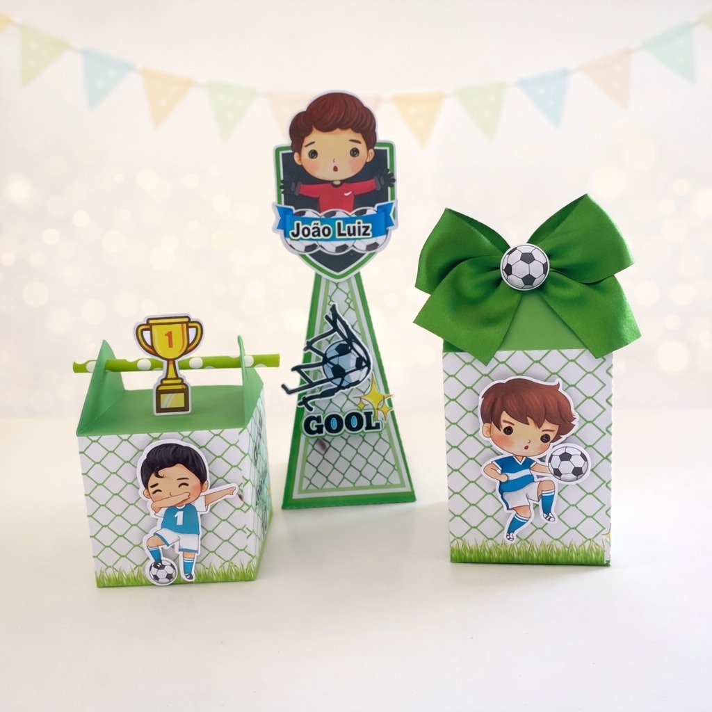 Kit Caixinhas Personalizadas Tema Futebol | Nome e Idade | Lembrancinha Festa Infantil |