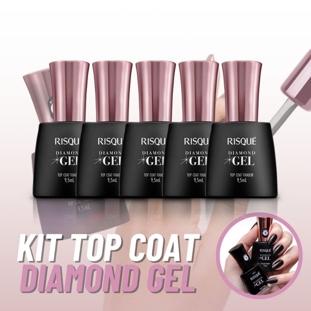 Esmalte Risque Diamond Gel Top Coat Fixador Brilho 9,5ml