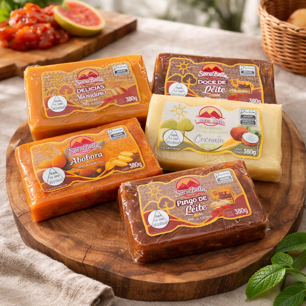 Kit Delícias Mineiras – Doces Tradicionais Mineiros com Casadinho, Cocada, Abóbora, Pingo e Leite