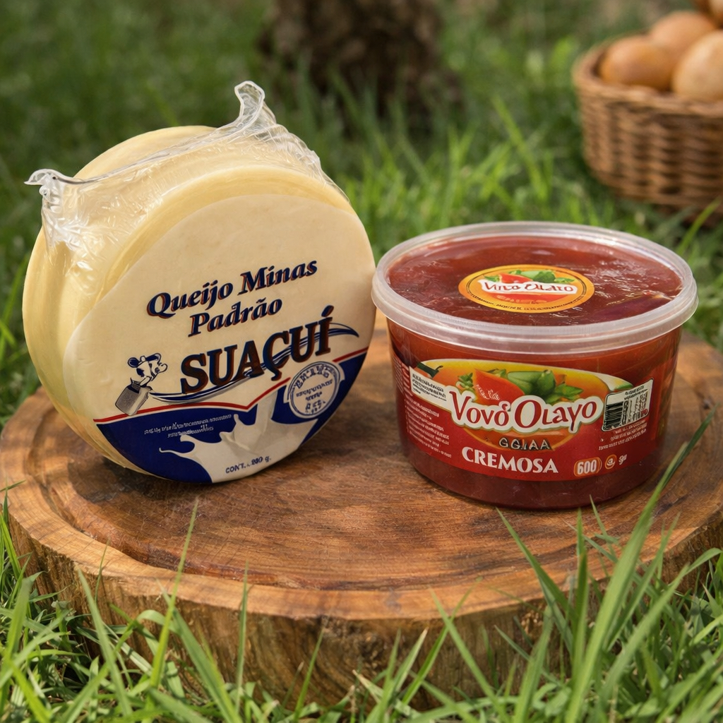 Kit Queijo Minas Padrão Suaçuí 800g + Goiabada Cremosa Vovô Olavo 600g - Combinação Mineira Clássica