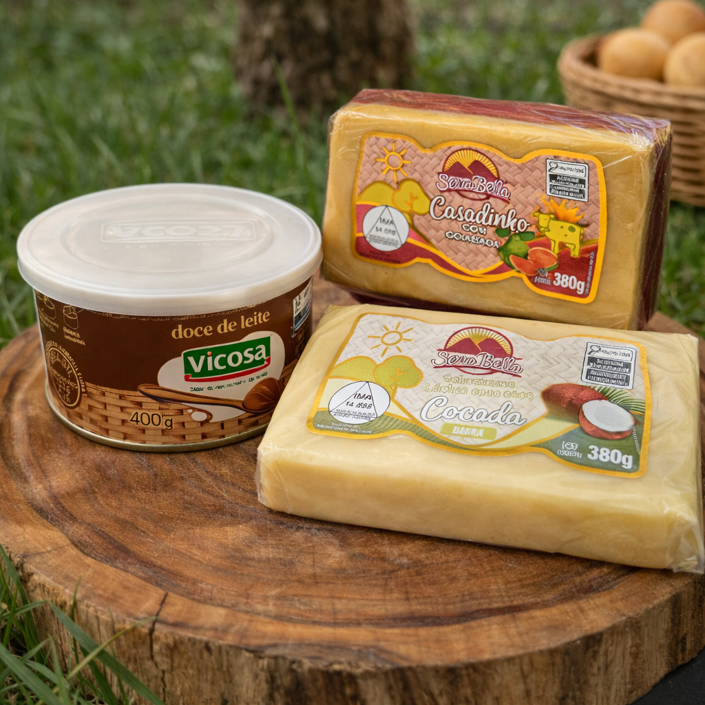 Kit Doces Clássicos – Doce de Leite Viçosa, Cocada e Casadinho para Compartilhar em Família