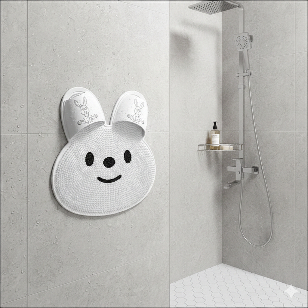 Tapete Coelho Antiderrapante Box Banheiro Lava Pés Ventosa Limpeza Massagem Silicone GRANDE/PEQUENO