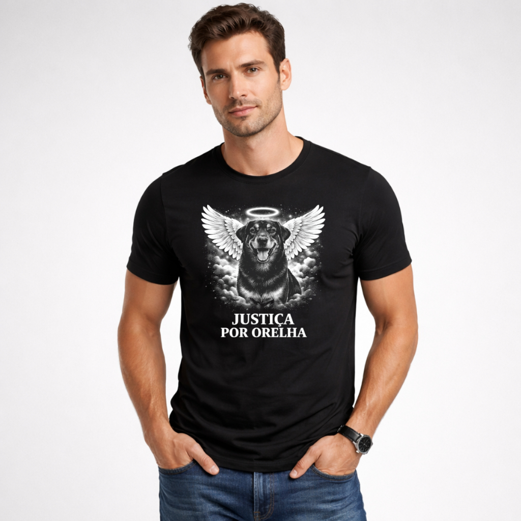 Camiseta Masculina Justiça Por Orelha Causa Animal Novidade em Oferta na Shopee