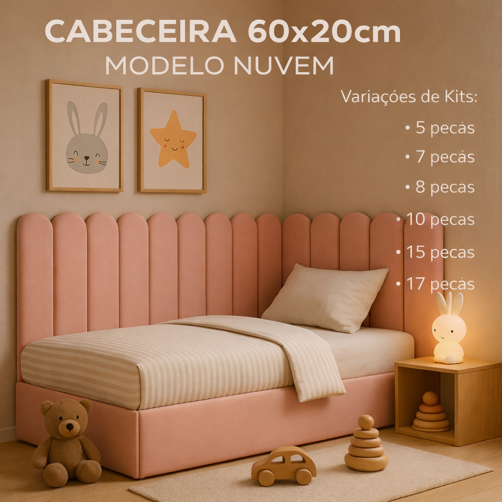 kit de cabeceiras nuvem 60x20 auto colante cama Box Casal Queem King Solteiro