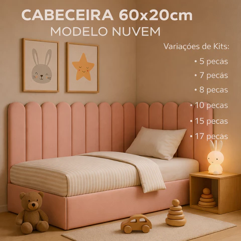 kit de cabeceiras nuvem 60x20 auto colante cama Box Casal Queem King Solteiro