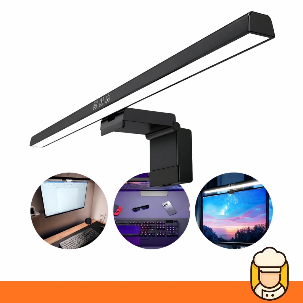 Luminária Led Monitor Barra Ajustável Intensidade Iluminação CHEF D