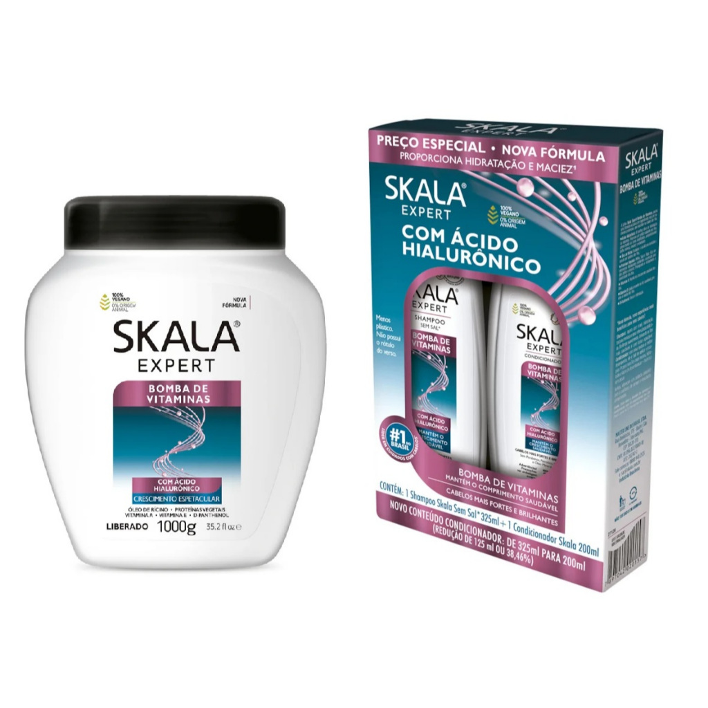 Kit Skala Expert Bomba Vitaminas Shampoo, Condicionador E Creme Tratamento