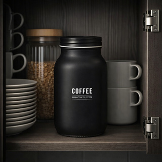 POTE DE VIDRO COM TAMPA PRETO CAFÉ COFFEE MANHATHAN 720ML em Oferta na Shopee