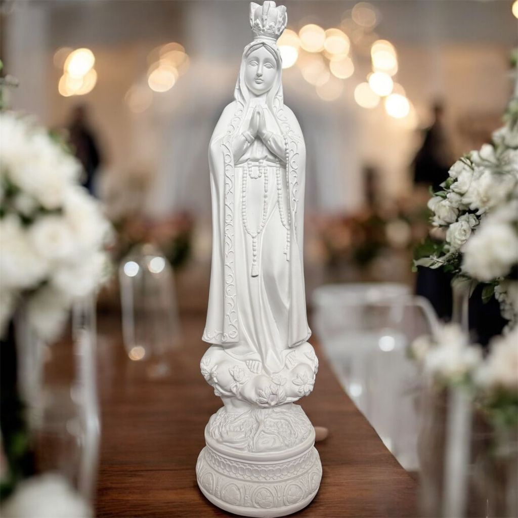 Imagem de Nossa Senhora de Fátima 65cm em gesso cru retocada em Oferta na Shopee