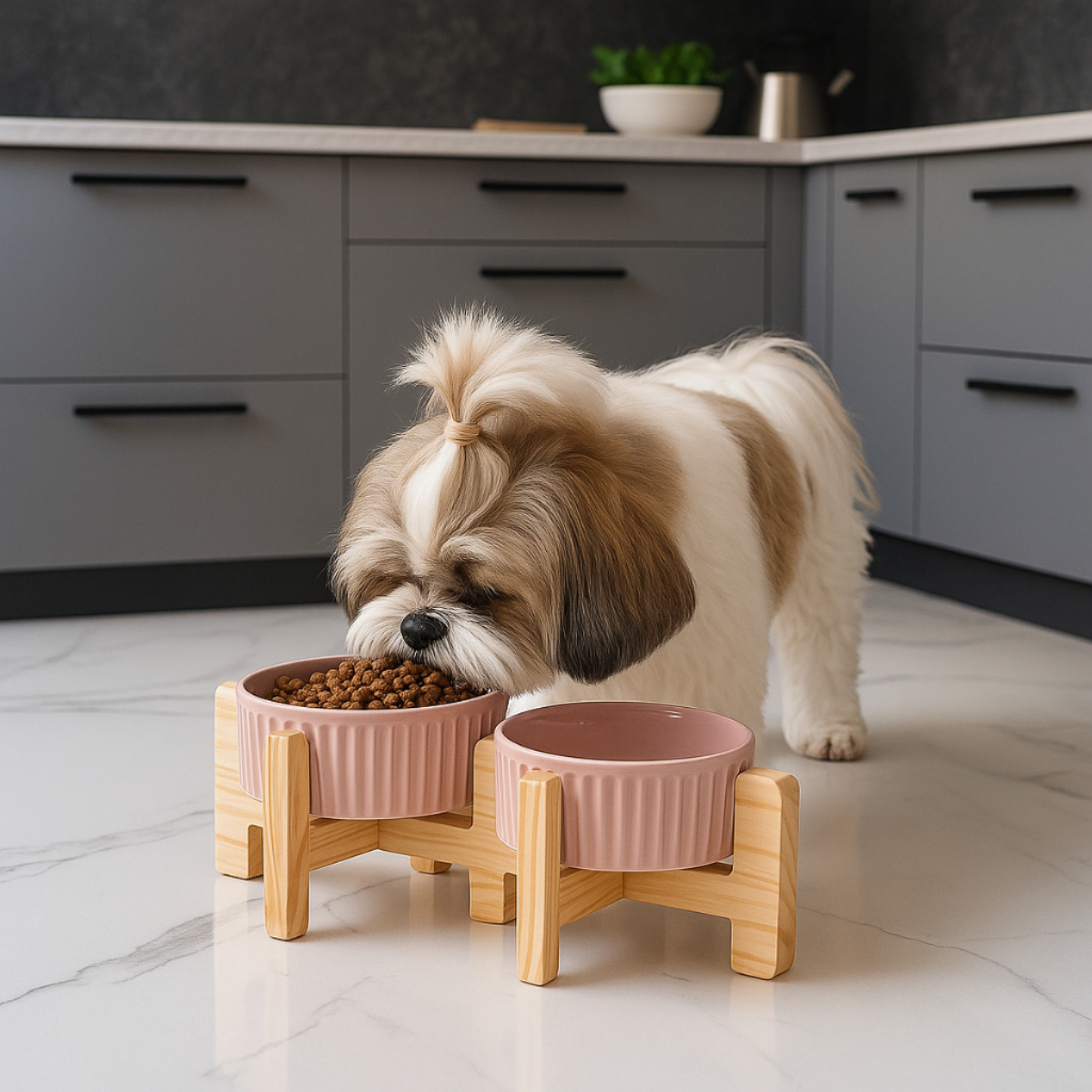 Comedouro Pet Rosa Elevado Bebedouro Gato Cachorro Porta Ração Água Duplo em Oferta na Shopee