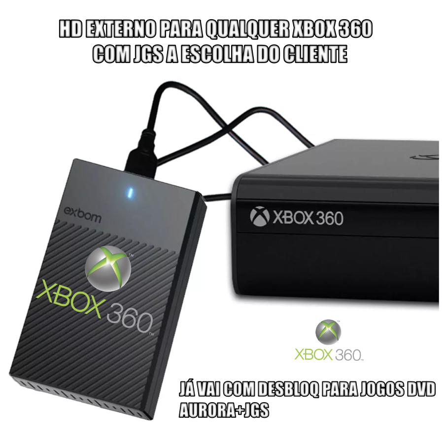 Hd Gamer externo para Xbox 360 BLOQUEADO,/RGH/JTAG/EXPLOIT/LT/LT2.0/LTU em Oferta na Shopee