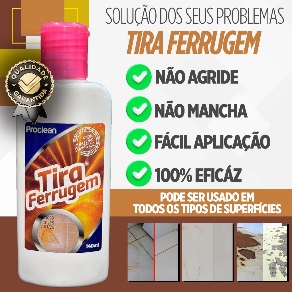 Proclean Tira Ferrugem 140ml Limpa Superfícies Remova Ferrugem com Facilidade Não Agride a Superfície