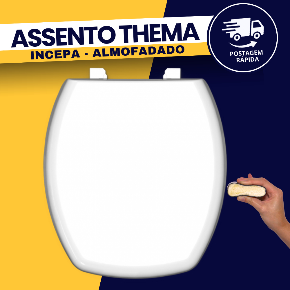 Tampa Assento Sanitário Thema Incepa Banheiro Almofadado Luxo Branco Durín