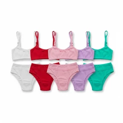 Kit 2 à 6 Conjunto Infantil Canelado Top e Calcinha em Algodão Juvenil Moda Intima Confortável