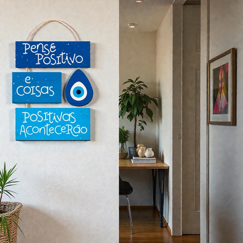 Pense Positivo - Placa Decorativa