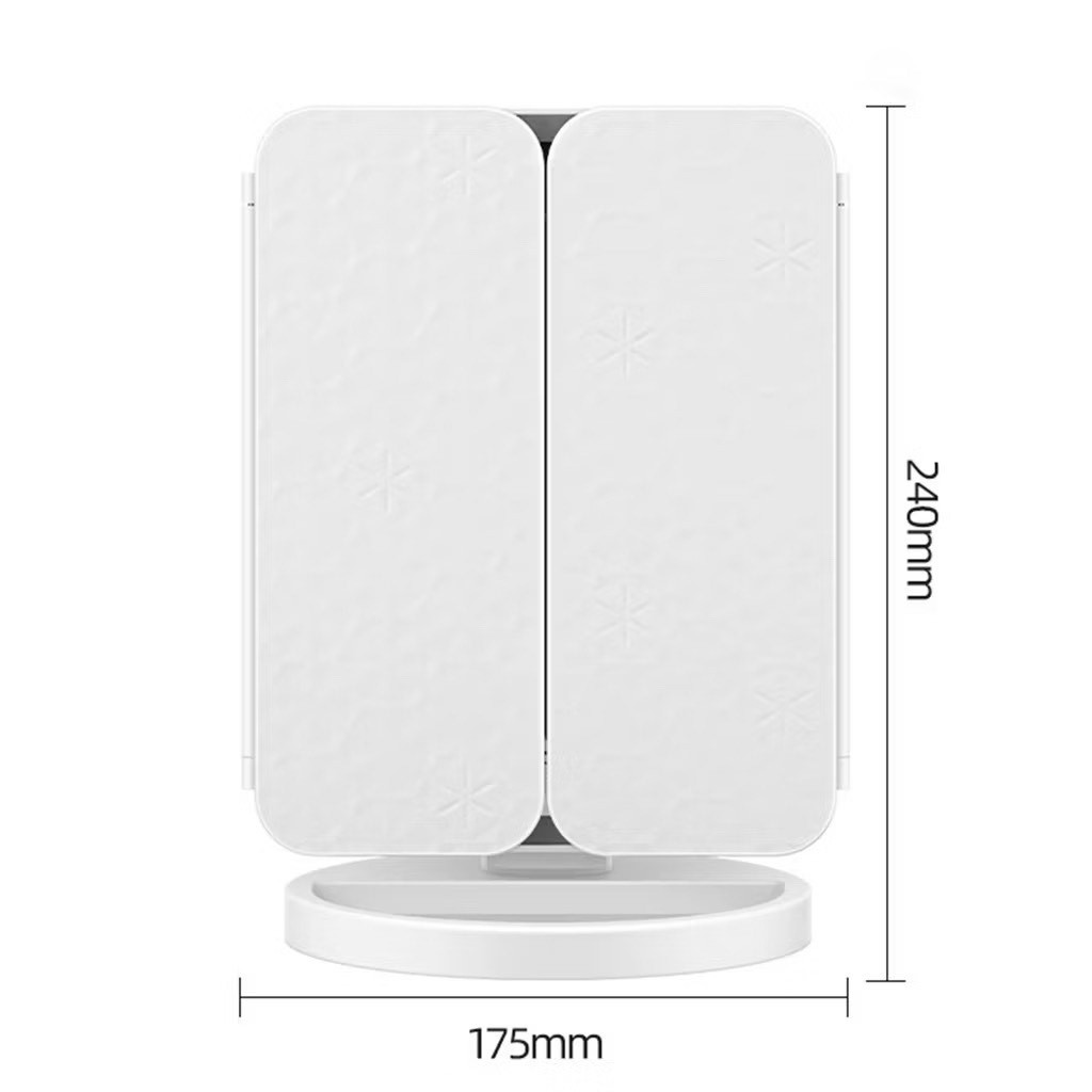 Espelho dobrável de mesa ZOOM 3x Iluminação Ajustável com Led de Maquiagem Estilo Camarim Portátil