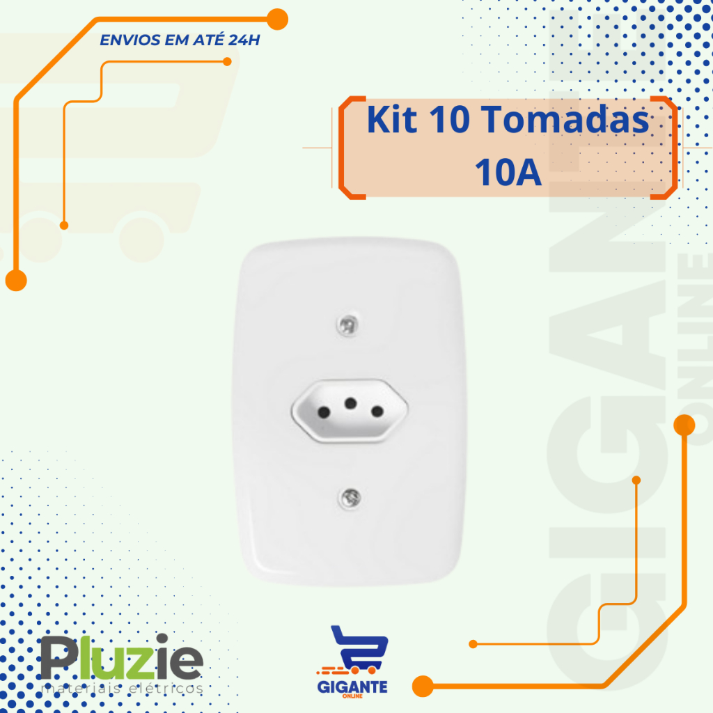 Kit 10 Conjunto Embutir 4x2 1 Tomada 2p+t 10A Pluzie 250v Branco em Oferta na Shopee
