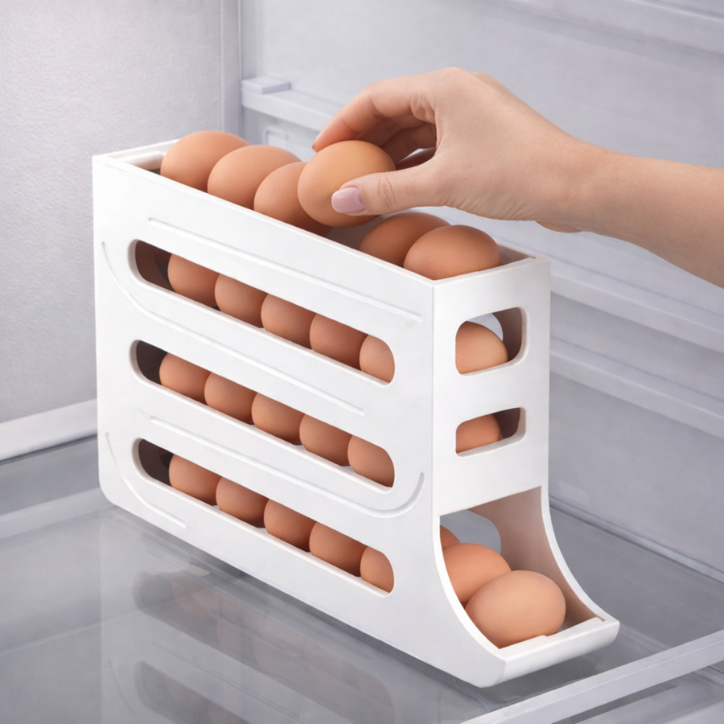 Porta Ovo Deslizante Organizador Para Geladeira 4 Camadas 1 ou 2 Peças em Oferta na Shopee