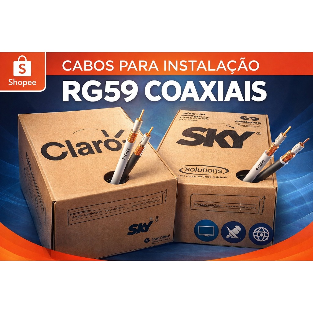 Cabo Coaxial Antena 100 Metros Montado Rg59 60% Malha Digital