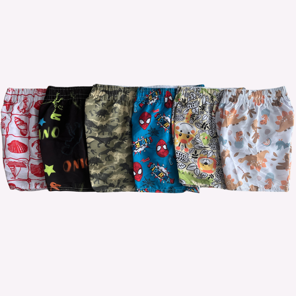 Kit Sortido Bermuda Infantil Estampado Menino Shorts Juvenil Tecido Tactel Masculina Kids Colors