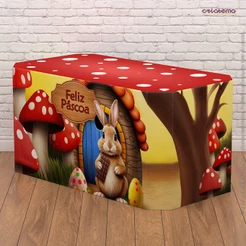 Forro Capa de Mesa Decorativa Feliz Páscoa Infantil Sublimado Em Tecido Veste Fácil