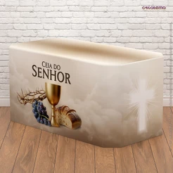 Capa Forro de Mesa Decorativa Páscoa Cristã Religiosa Sublimado Toalha Em Tecido Veste Fácil