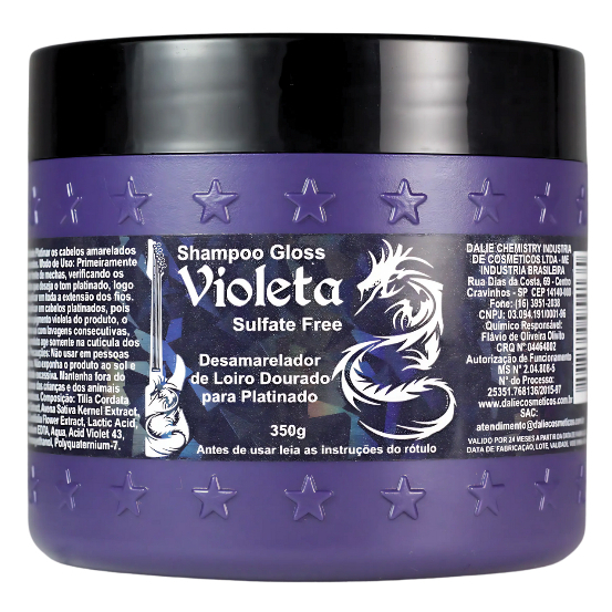 Shampoo Gloss Violeta Coiffer 350g Desamarelador de loiro p/ platinado