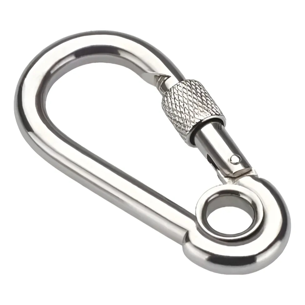 Mosquetão Trava Dupla Roscada 0,23t 8 X 80 Mm Aço Inox