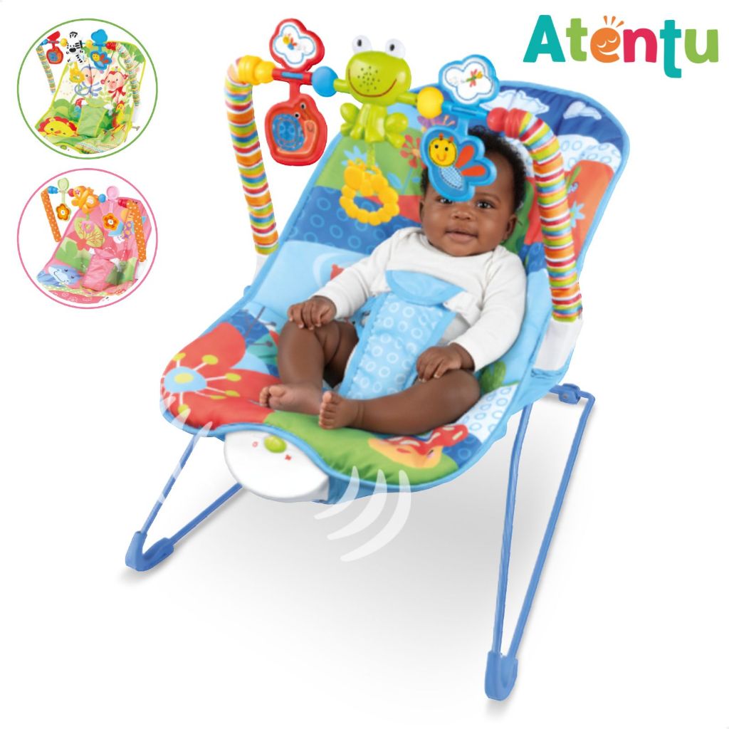 Cadeira Musical de Balanço e Descanso Vibratória Musical com Brinquedos Interativos Bebê Móbiles em Oferta na Shopee