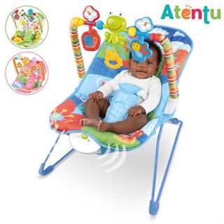 Cadeira Musical de Balanço e Descanso Vibratória Musical com Brinquedos Interativos Bebê Móbiles
