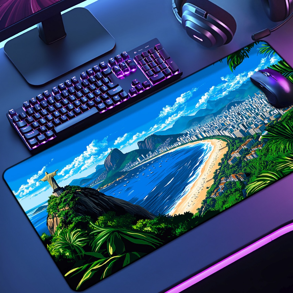 Mouse Pad Brasil Gamer XXL Antiderrapante Setup Speed Extra Grande Diversas Borda Costurada