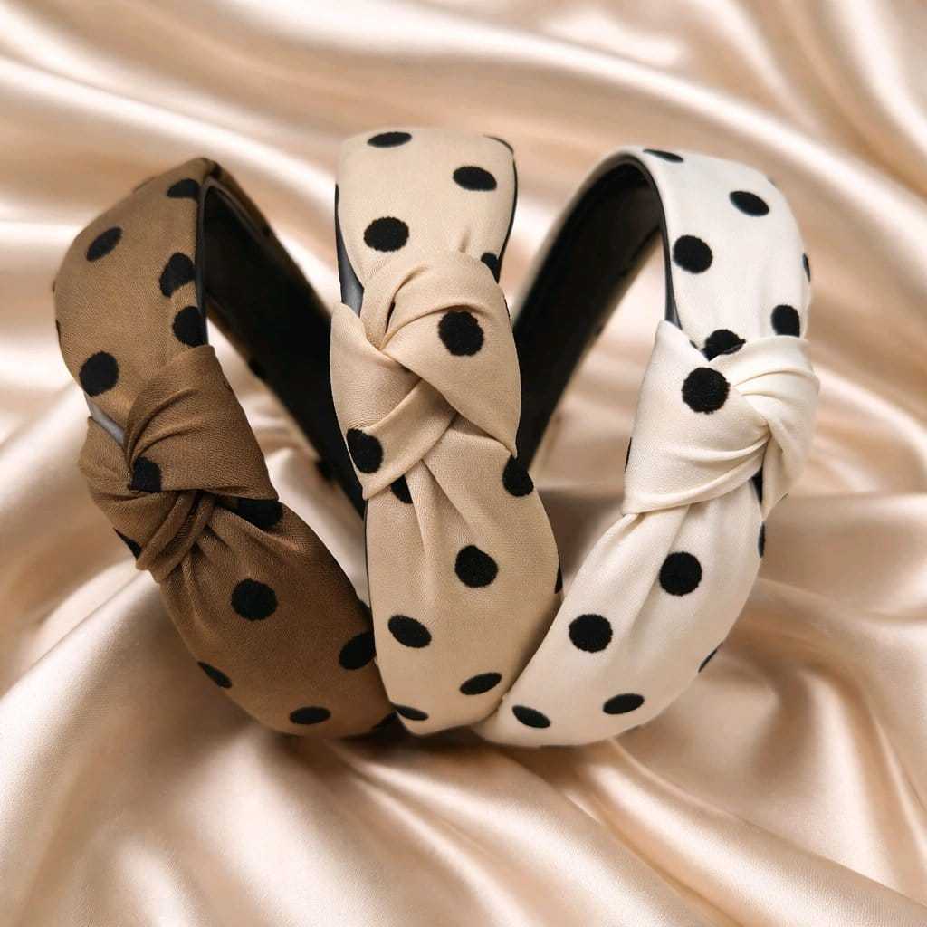 Tiara Faixa Turbante Detalhe em Nó Estampa Poá Moda Feminina