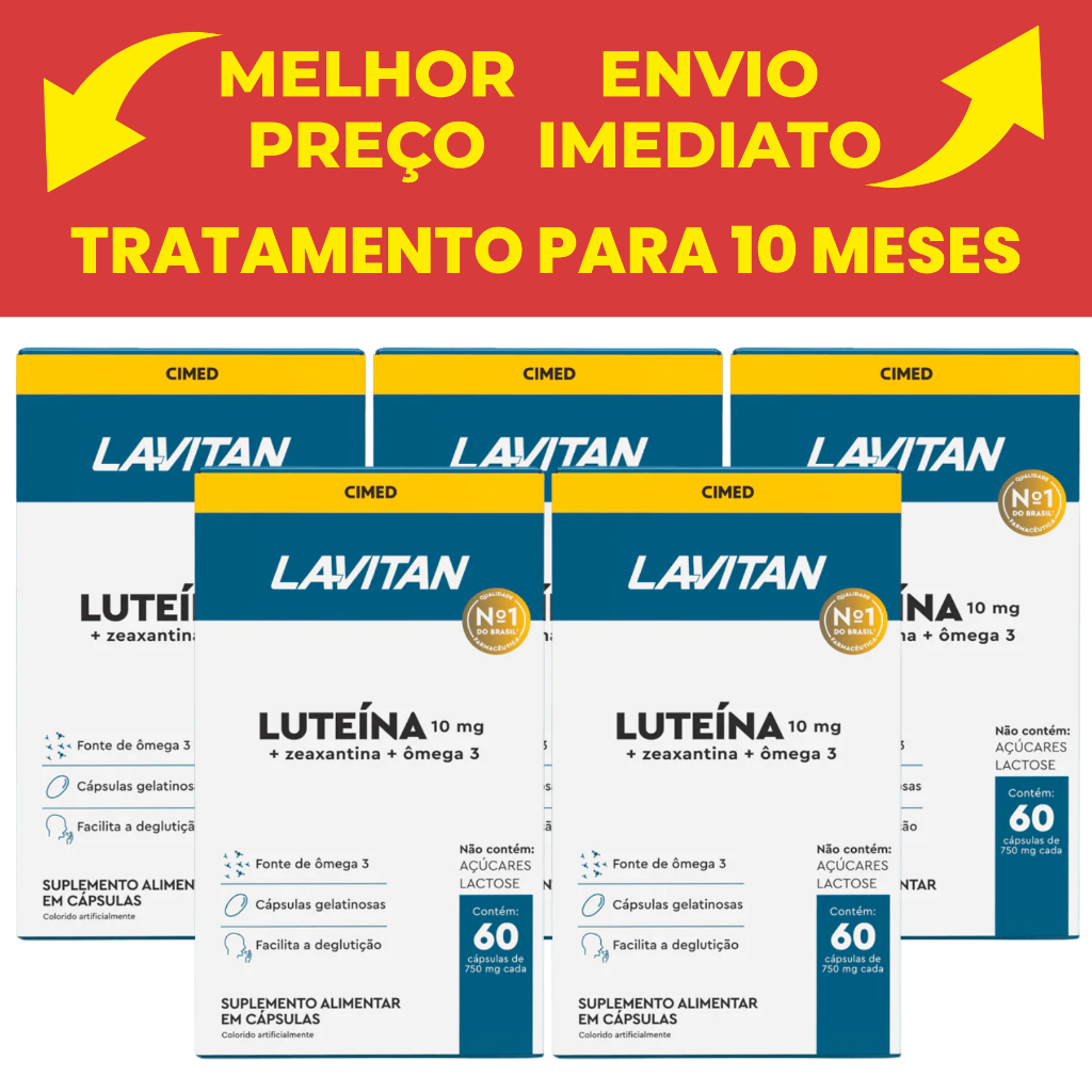 Lavitan Luteína com Zeaxantina e Ômega 3 com 60 Cápsulas- 5 Unidades