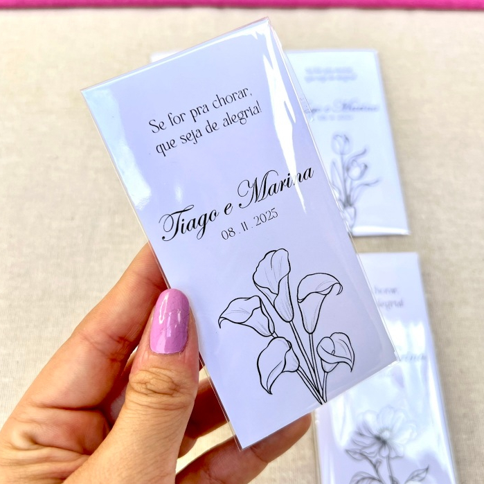 Lágrimas de Alegria Personalizadas para Casamento  - Kit Completo com lenço + saquinho + papel
