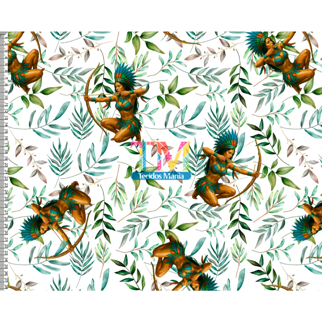 Tecido OXFORD estampado digital - Oxóssi - Oke Arô - Caboclo - Cabocla em Oferta na Shopee